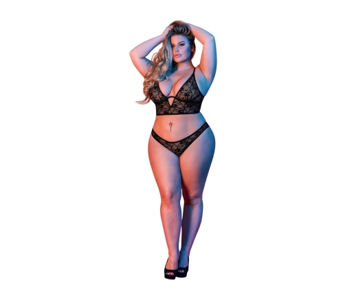 Underwired Bralette and Panty Set - 2X - Black
