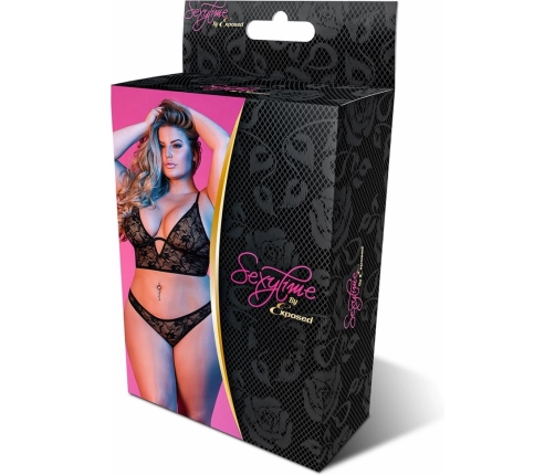 Underwired Bralette and Panty Set - 2X - Black