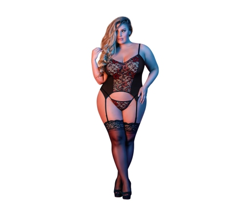 Merry Widow and G-String Set - 2X - Black