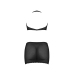 Polka Dot Mesh Halter and Skirt Set - 2X - Black