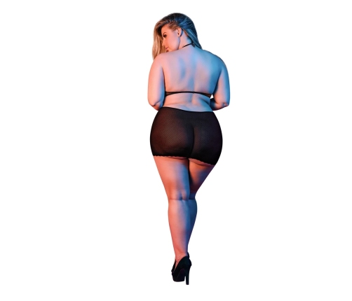 Polka Dot Mesh Halter and Skirt Set - 2X - Black