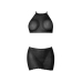 Polka Dot Mesh Halter and Skirt Set - S/M - Black