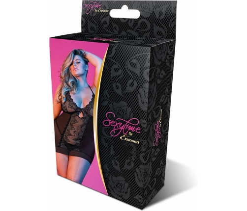 Nightgown and G-String Set - 2X - Black