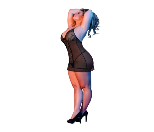 Nightgown and G-String Set - 2X - Black