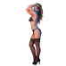 Peek-a-Boo Bra, Garter and G-String Set - L/XL - Black