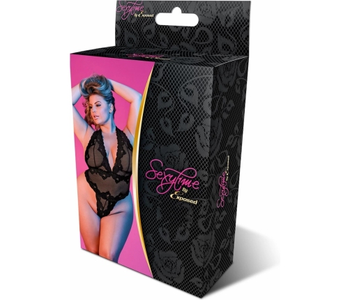 Deep Look Halter Teddy - 2X - Black