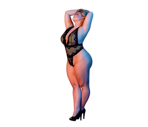 Deep Look Halter Teddy - 2X - Black