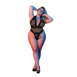 Deep Look Halter Teddy - 2X - Black