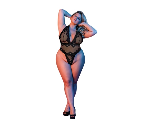 Deep Look Halter Teddy - 2X - Black