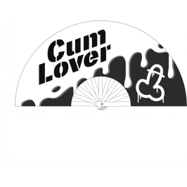 Cum Lover Decorative Fan 64 cm White/Black - Polyester Canvas Design
