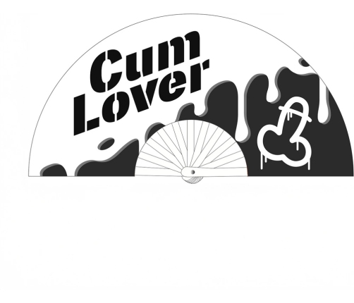 Cum Lover Decorative Fan 64 cm White/Black - Polyester Canvas Design