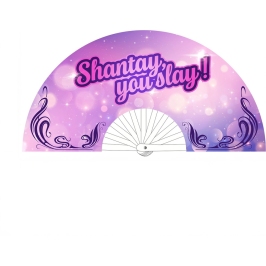 Shantay You Slay Decorative Folding Fan 64cm Purple Canvas