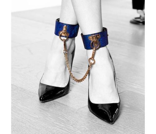 Ouch! Florence Collection Leg Cuffs Blue - Adjustable Bonded Leather