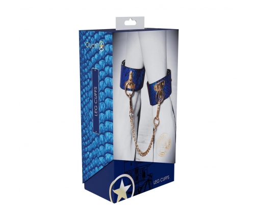 Ouch! Florence Collection Leg Cuffs Blue - Adjustable Bonded Leather