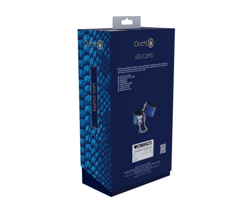 Ouch! Florence Collection Leg Cuffs Blue - Adjustable Bonded Leather
