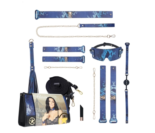 Ouch! Florence Collection Premium Bondage Set with Handbag Blue
