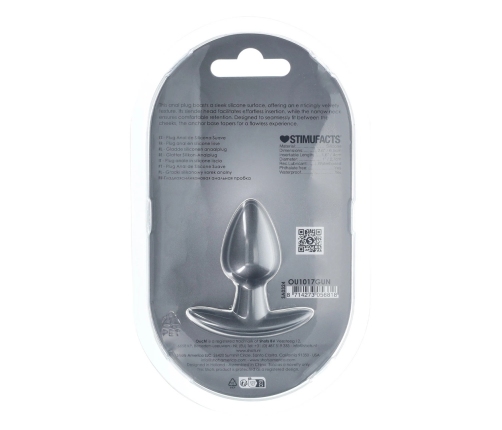 Ouch! Smooth Silicone Plug Small 2.6'' (6.5 cm) Gunmetal Finish
