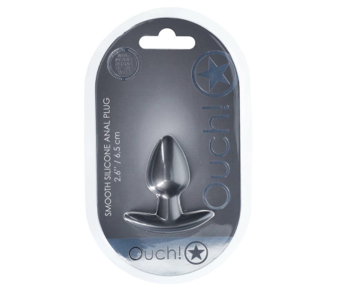 Ouch! Smooth Silicone Plug Small 2.6'' (6.5 cm) Gunmetal Finish