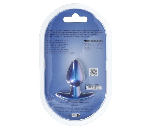 Ouch! Metallic Blue Small Silicone Plug 2.6''/6.5cm - Smooth Finish