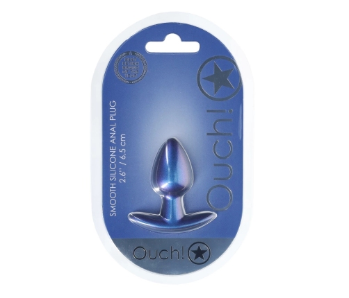 Ouch! Metallic Blue Small Silicone Plug 2.6''/6.5cm - Smooth Finish