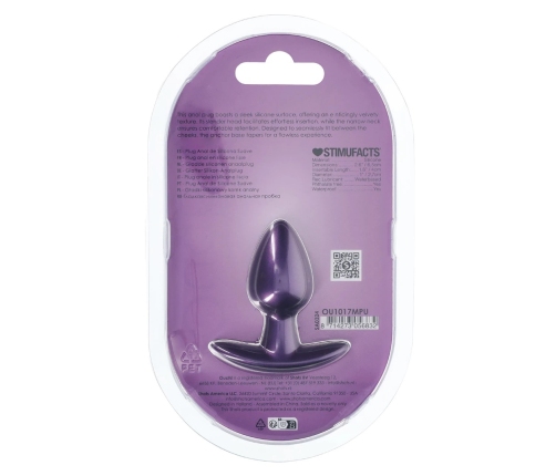 Ouch! Silicone Plug Small 2.6cm - Metallic Purple, Ergonomic Design