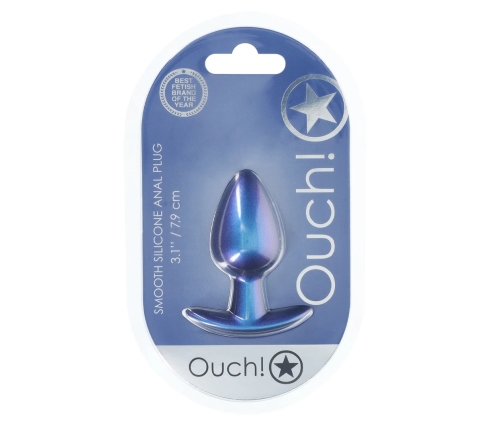 OUCH! Medium Silicone Plug 7.9 cm Metallic Blue - Smooth Design