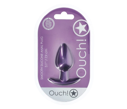 Ouch! Medium Silicone Plug Metallic Purple 7.9 cm Ergonomic Design