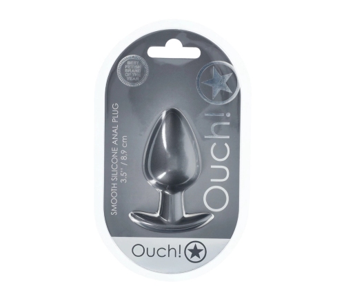 Ouch! Smooth Silicone Plug Large 3.5'' (8.9 cm) Gunmetal Finish