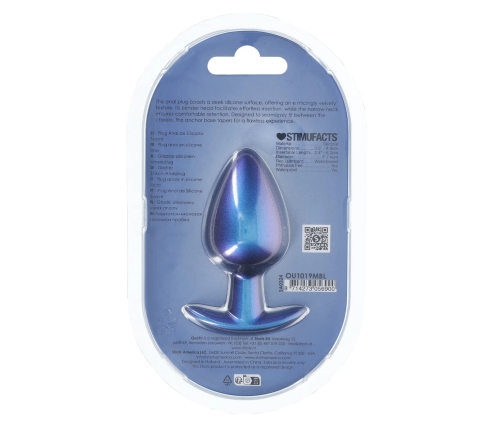 Ouch! Metallic Blue Large Smooth Silicone Plug 3.5'' (8.9 cm)
