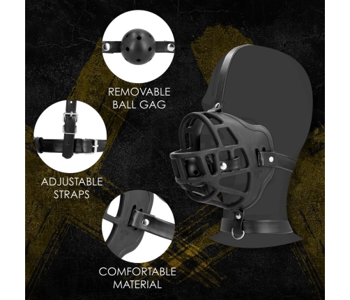 Ouch! Adjustable Face Harness with Removable Ball Gag Black