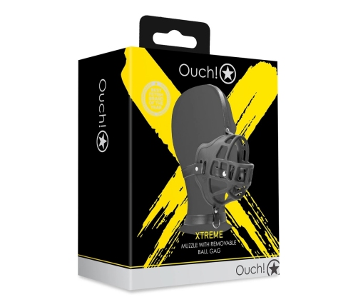 Ouch! Adjustable Face Harness with Removable Ball Gag Black