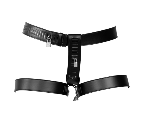 OUCH! Xtreme PU Leather Female Belt with Adjustable Leg System Black
