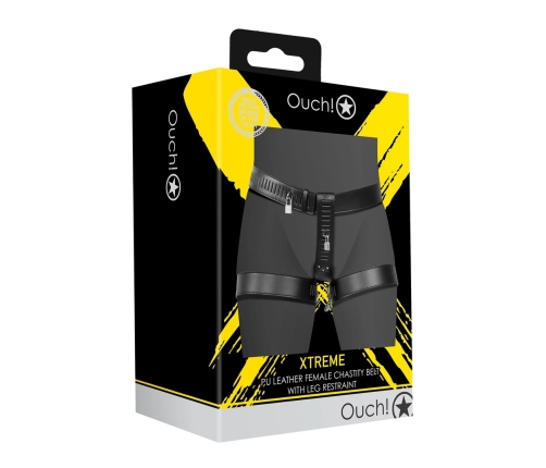 OUCH! Xtreme PU Leather Female Belt with Adjustable Leg System Black