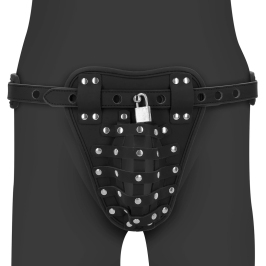OUCH! Xtreme PU Leather Chastity Belt with Adjustable Straps Black