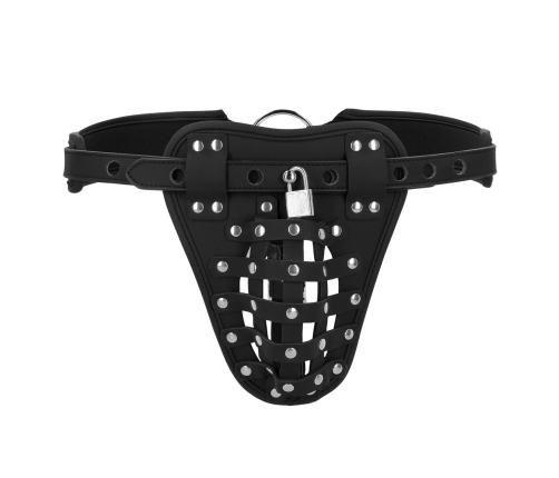 OUCH! Xtreme PU Leather Chastity Belt with Adjustable Straps Black