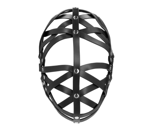 Ouch! PU Leather Cage Mask Black Adjustable Buckle Design