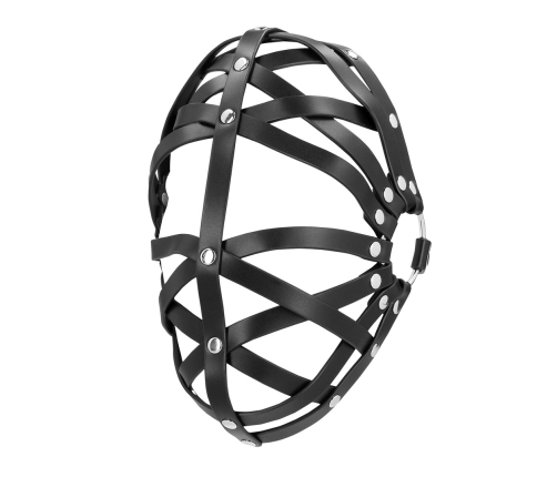 Ouch! PU Leather Cage Mask Black Adjustable Buckle Design