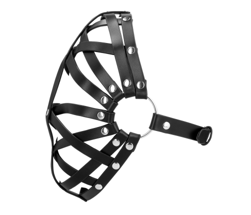 Ouch! PU Leather Cage Mask Black Adjustable Buckle Design