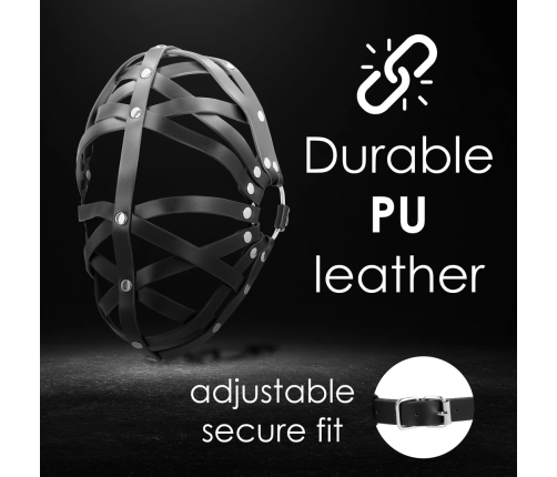 Ouch! PU Leather Cage Mask Black Adjustable Buckle Design