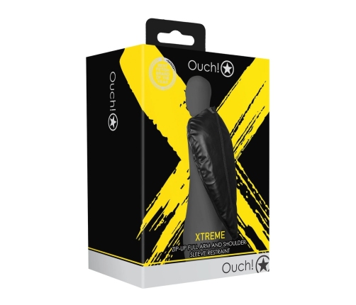 OUCH! XTreme Full Arm & Shoulder Sleeve Restraint Black PU Adjustable