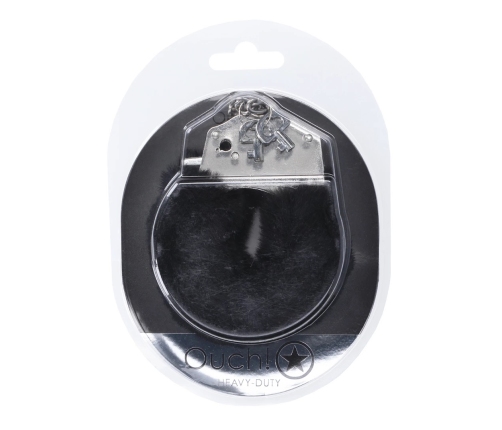 Ouch! Secure Fluffy Restraint Cuffs Black - Heavy-Duty, Soft Lining