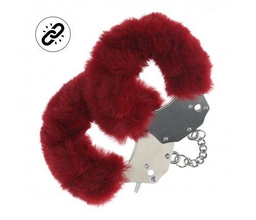 Ouch! Heavy-Duty Fluffy Handcuffs Burgundy - Soft Lining & Secure Lock