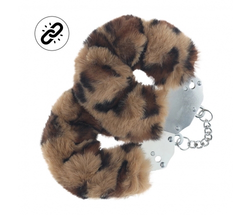 Ouch! Heavy-Duty Plush Handcuffs Leopard Pattern Adjustable Metal