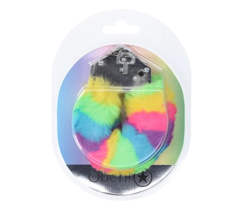 Ouch! Heavy-Duty Multicolor Fluffy Cuffs with Safety Release