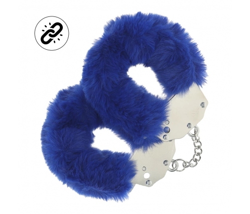 Ouch! Heavy-Duty Fluffy Handcuffs Navy - Secure Plush Fastening System