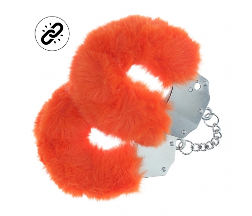 Ouch! Heavy-Duty Fluffy Handcuffs Orange - Secure Lock, Soft Lining