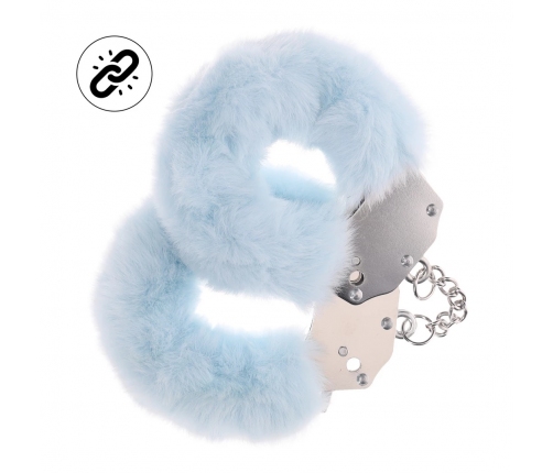 Ouch! Heavy-Duty Fluffy Handcuffs Powder Blue - Secure Lock System
