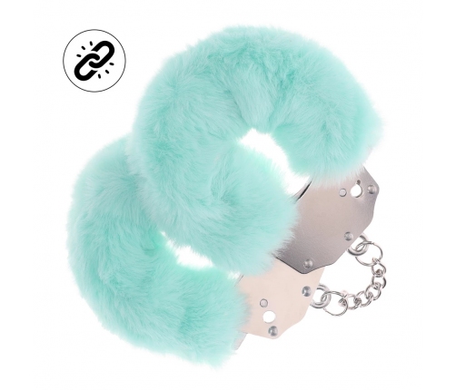 Ouch! Heavy-Duty Fluffy Handcuffs Powder Green - Secure Soft Accessories
