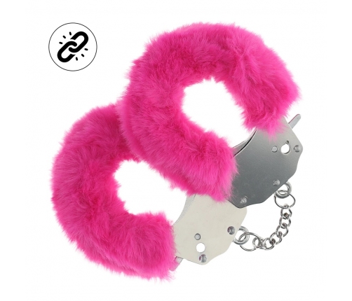 Ouch! Heavy-Duty Soft Plush Handcuffs Pink - Secure Lock System