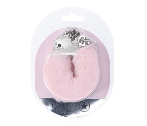 OUCH! Heavy-duty Fluffy Handcuffs Powder Pink - Secure Soft Model